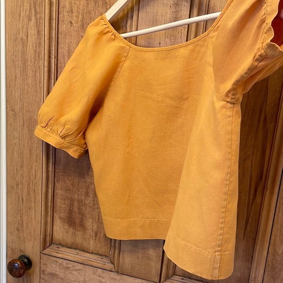 Everlane The Linen Puff Sleeve Top in Marigold Size 4 - Picture 7 of 9